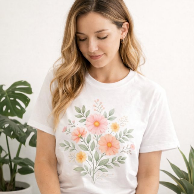 Minimalist Pastel Floral Bouquet Tri-Blend Shirt (Von Creator hochgeladen)