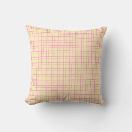 Minimalist Pastel HandDrawn Grid Check Yellow Kissen