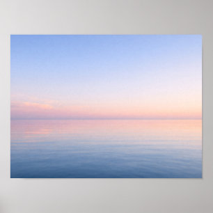 Minimalist Pastel Sunset Ocean Horizon Landscape Poster