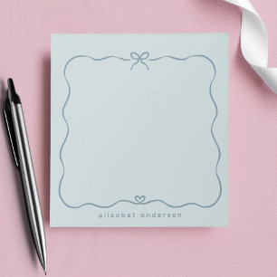 Minimalist Pastell Cute Schleife Monogramm Name Notizblock