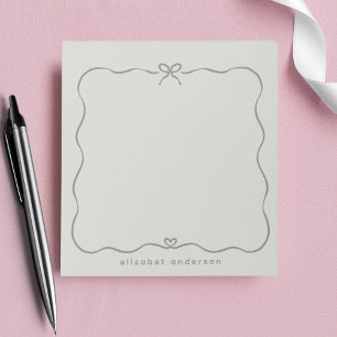 Minimalist Pastell Cute Schleife Monogramm Name  Notizblock