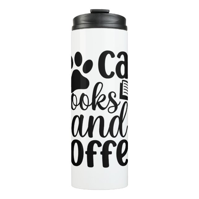 Minimalist Paw Print & Book Graphic Quote Thermosbecher (Vorderseite)