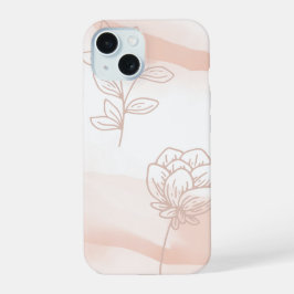 'Minimalist Peach Floral' iPhone 15 Slim Fit Hülle