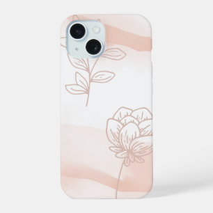 'Minimalist Peach Floral' iPhone 15 Slim Fit Hülle