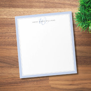 Minimalist Periwinkle Blau Zweifarbige Border Mono Notizblock
