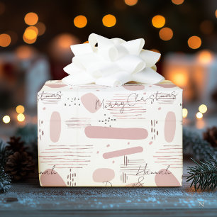 Minimalist Personalisiertes Rosa, Namen & Nachrich Geschenkpapier