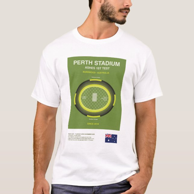 Minimalist Perth Cricket Ground Line Print Tee (Vorderseite)