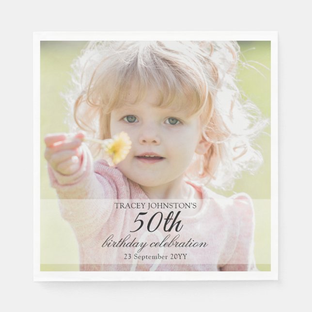 Minimalist Photo 50th Birthday Serviette (Vorderseite)