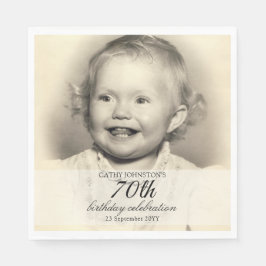 Minimalist Photo 70th Birthday Serviette