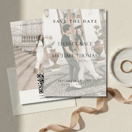 Minimalist Photo Classic QR Code Save The Date Einladung