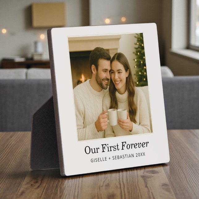 Minimalist Photo Personalized Text Keepsake Fotoplatte (Von Creator hochgeladen)