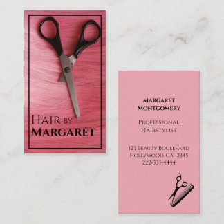 Minimalist Photo Pink Black Luxury Hair Salon  Visitenkarte