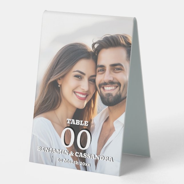 Minimalist Photo Table Number Template Vertical Tischaufsteller (Vorderseite)