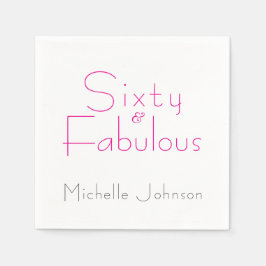 Minimalist Pink 60 & Fabulous 60th Birthday Party Serviette