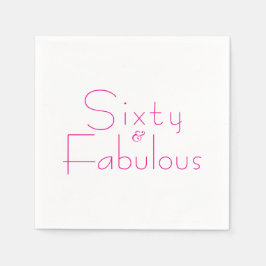 Minimalist Pink 60 & Fabulous 60th Birthday Party Serviette