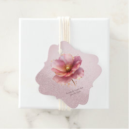 Minimalist Pink and Gold Poppy Wedding Geschenkanhänger
