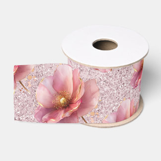 Minimalist Pink and Gold Poppy Wedding Ripsband