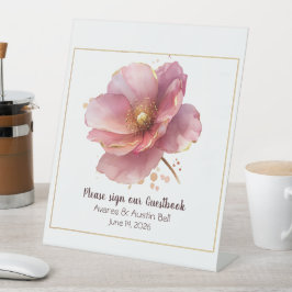 Minimalist Pink and Gold Poppy Wedding Sockelschild
