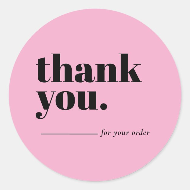 Minimalist Pink Business Customer Thank You Runder Aufkleber (Vorderseite)