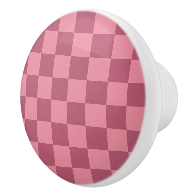 Minimalist Pink Checkerboard Pattern Keramikknauf (Rechts)