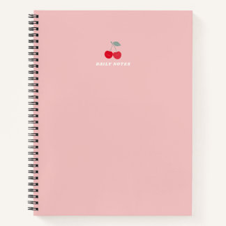 Minimalist Pink Cherry Icon Daily Notes Pink Notizbuch