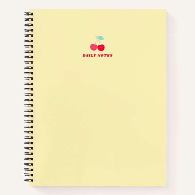 Minimalist Pink Cherry Icon Daily Notes Yellow Notizbuch (Vorderseite)