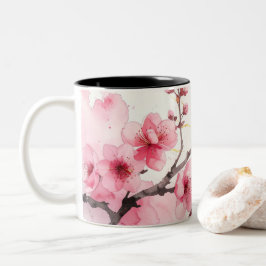 Minimalist Pink Sakura Zen Coffee Cup  Zweifarbige Tasse