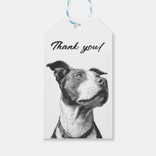 Minimalist Pitbull Schwarz Weiß Danke Geschenkanhänger