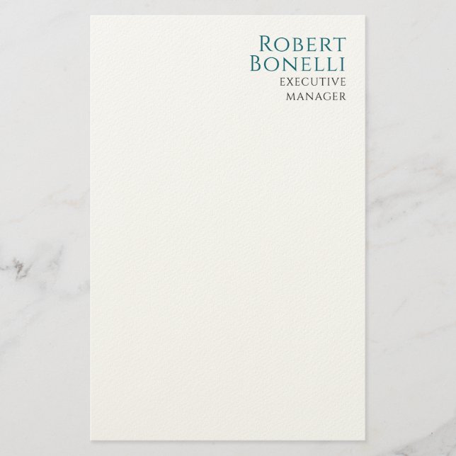 Minimalist Plain Blue & White Modern Briefpapier (Vorderseite)