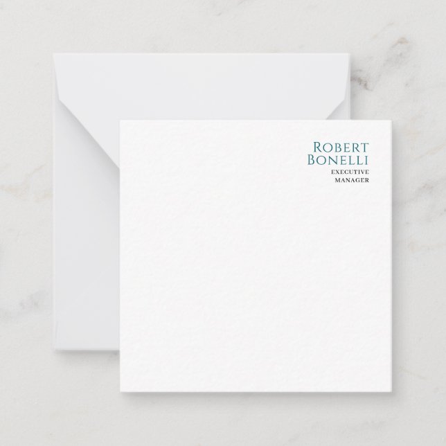 Minimalist Plain Blue & White Modern Your Name Mitteilungskarte (Vorderseite)