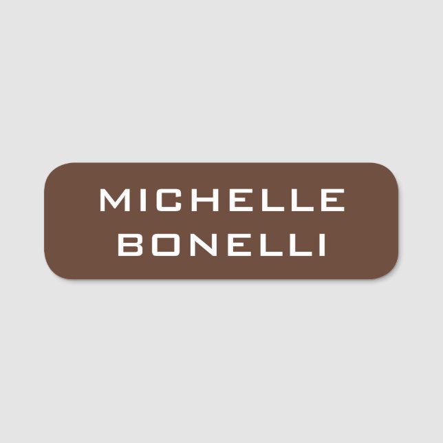 Minimalist Plain Modern Brown Namensschild (Vorderseite)