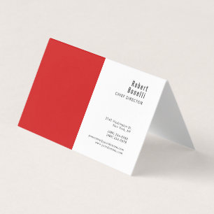 Minimalist Plain Rot Weiß Moderne Standardgröße Visitenkarten