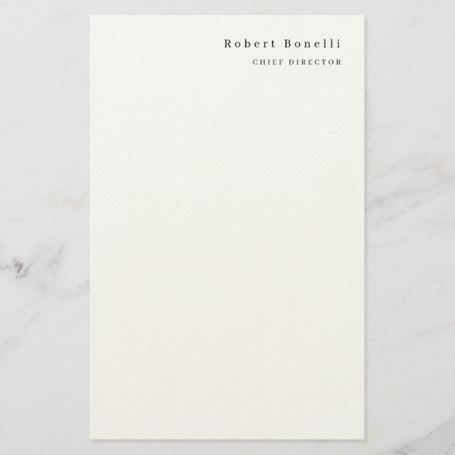 Minimalist Plain White Modern  Briefpapier (Vorderseite)