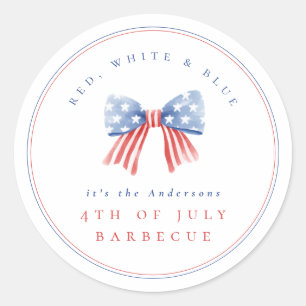Minimalist Preppy Amerikanische Flagge Schleife 4. Runder Aufkleber