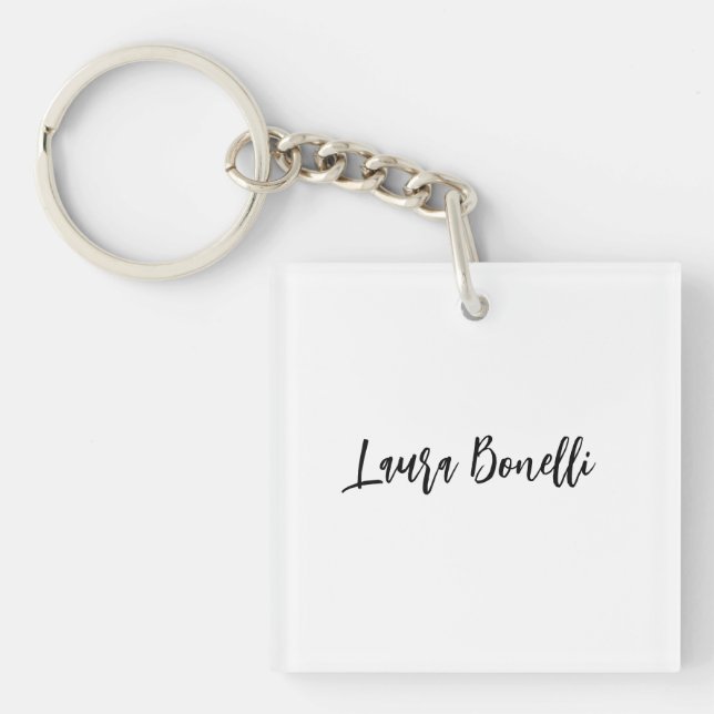 Minimalist Professional Handwrite Plain Name Title Schlüsselanhänger (Vorderseite)