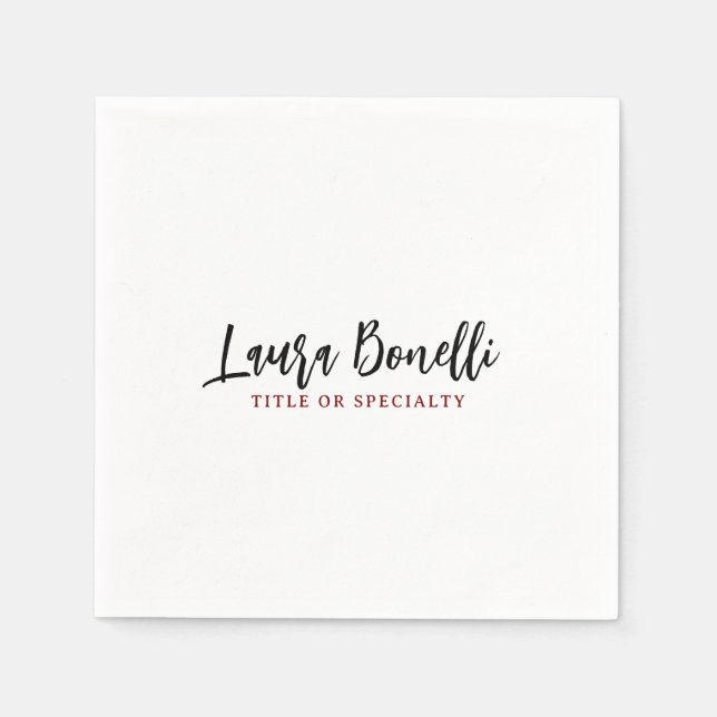 Minimalist Professional Handwrite Plain Name Title Serviette (Vorderseite)