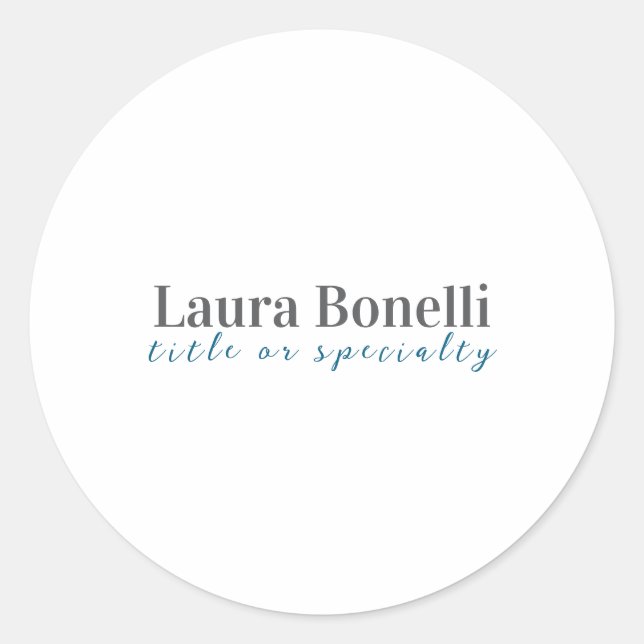 Minimalist Professional Modern Plain Name Title Runder Aufkleber (Vorderseite)