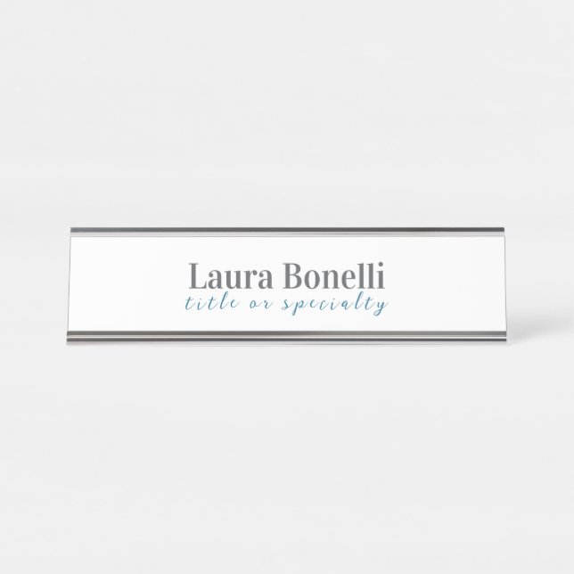 Minimalist Professional Modern Plain Name Title Schreibtischnamensplakette (Vorderseite )