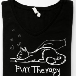 Minimalist Purr Therapy Cat Lover Doodle T-Shirt Tri-Blend Shirt