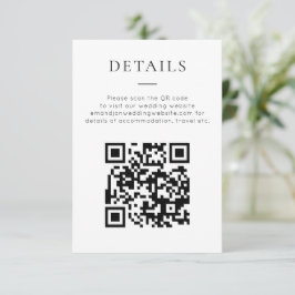 Minimalist QR Code Black White Wedding Details Begleitkarte
