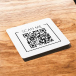 Minimalist QR Code Scan Me Business Rechteckiger Pappuntersetzer<br><div class="desc">Make every sip a brand moment with these clean and modern square paper coasters featuring your custom “Scan Me” QR code. Ideal for business events, cafés, pop-ups, or promotional mailers, they combine function with smart marketing. Guests can easily scan the code to visit your website, view your menu, or claim...</div>