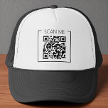 Minimalist QR Code Scan Me Business Truckerkappe<br><div class="desc">Promote your brand on the go with this minimalist QR code trucker hat,  featuring a sleek “Scan Me” design. Perfect for markets,  expos,  pop-up shops,  or delivery teams—this hat combines modern tech with casual style,  letting customers scan and connect with ease. Clean,  eye-catching,  and functional for everyday business wear.</div>