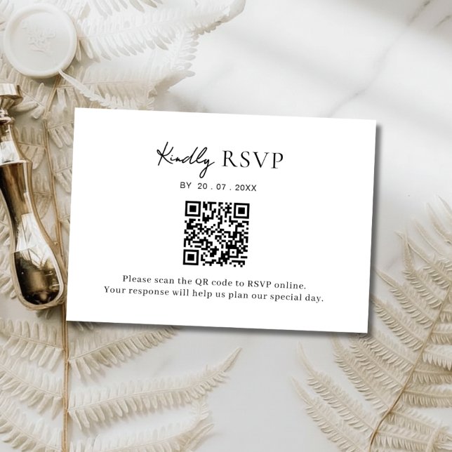 Minimalist QR Code Wedding RSVP Card Karte (Von Creator hochgeladen)