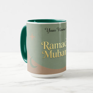 Minimalist Ramadan Mubarak   Gold & Salbei Tasse