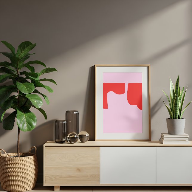 Minimalist Red Abstract Shapes Pink Poster (Von Creator hochgeladen)
