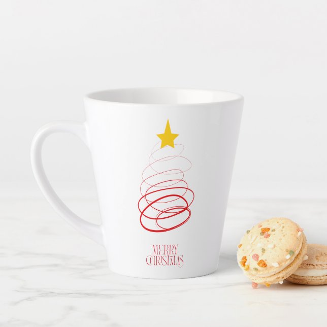 Minimalist Red Christmas Tree Mug – Merry Christma Milchtasse (Beispiel)
