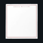 Minimalist Red Monogram Two Border Notizblock<br><div class="desc">Create your own personalized notepads with red elegant chic typography monogram name and two border line design.</div>