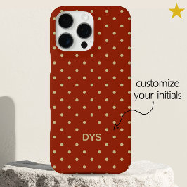 Minimalist Red Orange Custom Monogram Polka Dot  iPhone 16 Pro Max Hülle