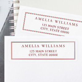 Minimalist Red Two Border Return Address