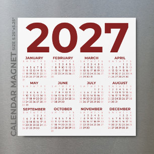Minimalist Red Your Colours 2027 Magnetkalender Magnetkarte